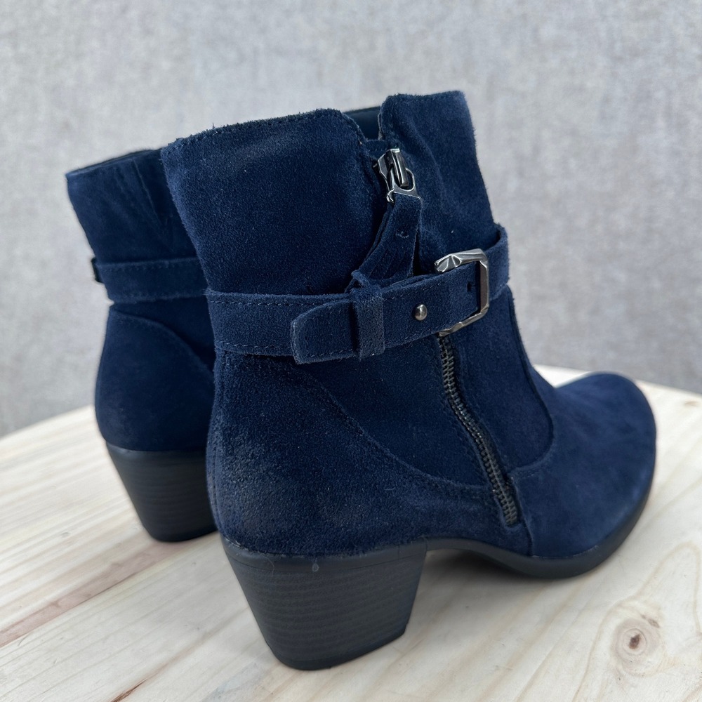 NEW Earth Origins Tori Navy Blue Suede Ankle Boots 9.5 Tassel Booties Block Heel - Picture 5 of 12